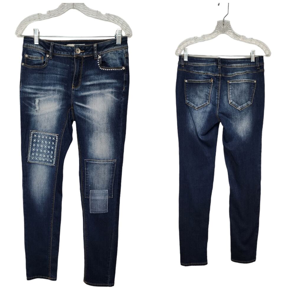 East 1946 Comtempory Distressed Patchwork Skinny Jeans Size 6